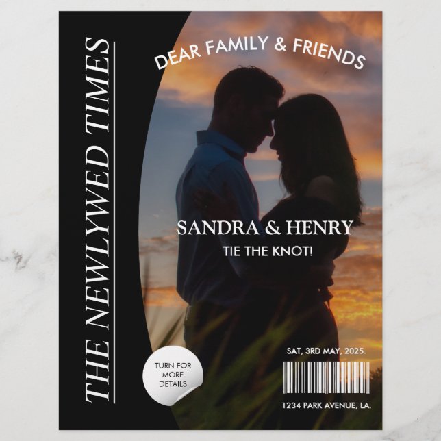 Zeitung Hochzeitsprogramm Foto Magazine Fun Fakten (Vorne)