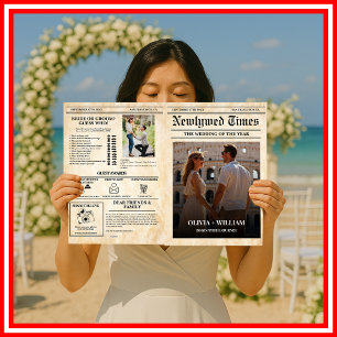 Zeitung Hochzeitsprogramm Rustikale Hochzeits-Zeit Karte