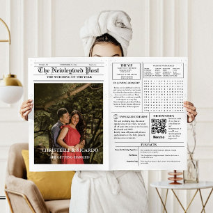 Zeitung Hochzeitzeitzeitschrift und Infografik zum Einladung