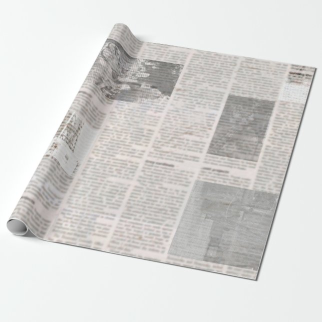 Zeitung mit altem unlesbarem Text. Vintage Grunge Geschenkpapier (Ungerollt)