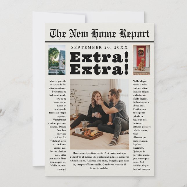 Zeitung New Zuhause Foto Moving Ankündigung (Vorderseite)