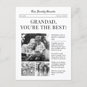 Zeitung Opa Vatertag Grußpostkarte Feiertagspostkarte