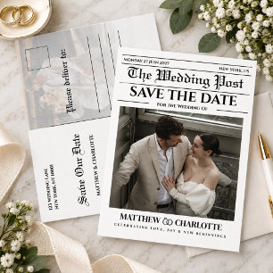 Zeitung Save the Date Foto Hochzeit Postkarte