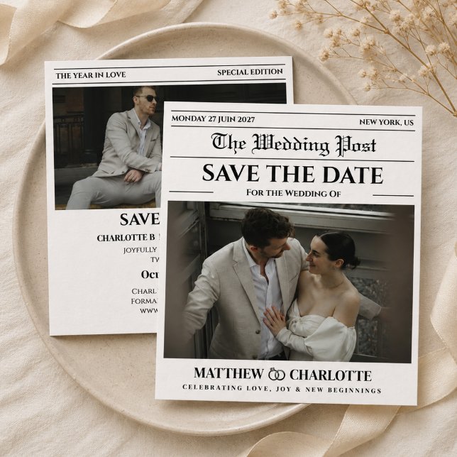 Zeitung Save the Date Hochzeits-Einladung (Von Creator hochgeladen)
