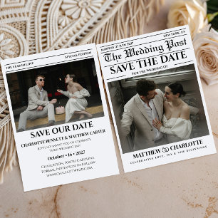 Zeitung Save the Date Hochzeits-Einladung