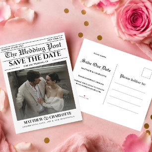 Zeitung Save the Date Hochzeitskarte Ankündigungspostkarte