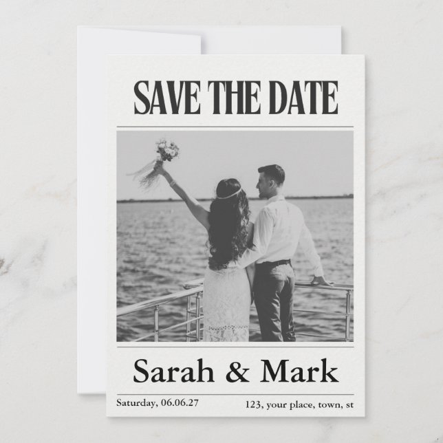 Zeitung Save the Date Vintage Benutzerdefiniertes  (Vorderseite)