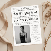 Zeitung Schwarz-Weiß-Spaß-Foto 30. Geburtstag