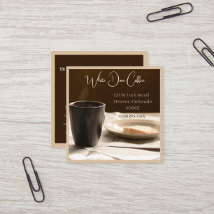 Zeitung, Tasse & Brot Café Barista Kaffee Quadratische Visitenkarte