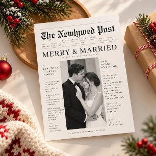 Zeitung The Newlywed Post Unser erstes Weihnacht Feiertagskarte