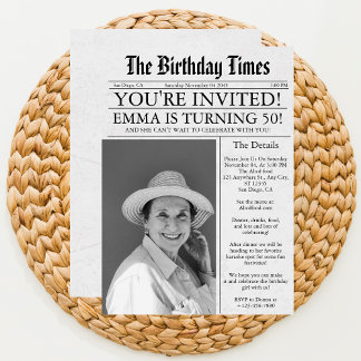 Zeitung Unique Fun 50. Geburtstag Foto Party Einladung