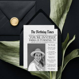 Zeitung Unique Fun 70. Geburtstag Foto Party Einladung