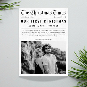 Zeitung Unsere erste Weihnacht als Verheiratete Fr Feiertagskarte