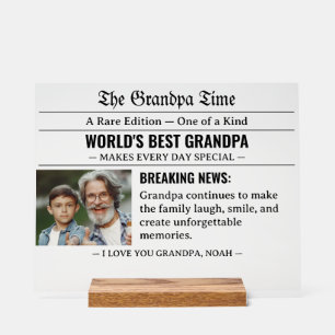 Zeitung Weltbester Opa Foto Großväter Acrylschild