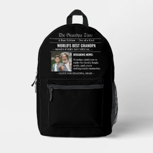 Zeitung World's Best Grandpa Foto Cool Bedruckter Rucksack