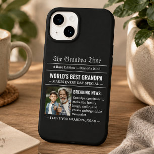 Zeitung World's Best Grandpa Foto Schwarz Case-Mate iPhone 14 Hülle