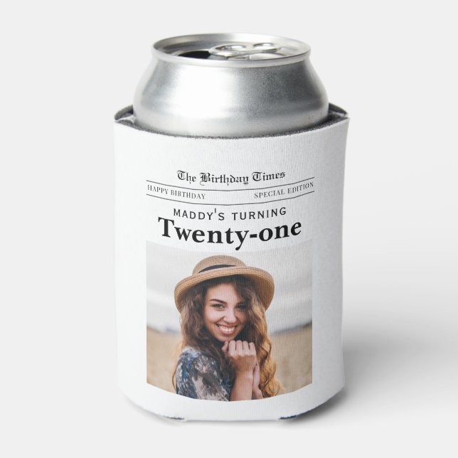 Zeitung zum 21. Geburtstag Dosenkühler (Kanne Vorderseite)