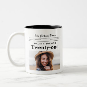 Zeitung zum 21. Geburtstag Zweifarbige Tasse