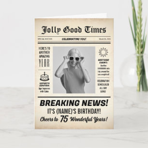 Zeitung zum 75. Geburtstag, Foto hinzufügen, Perso Karte