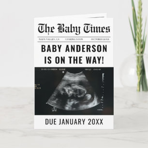 Zeitungs-Baby Schwangerschaftsankündigung Einladung