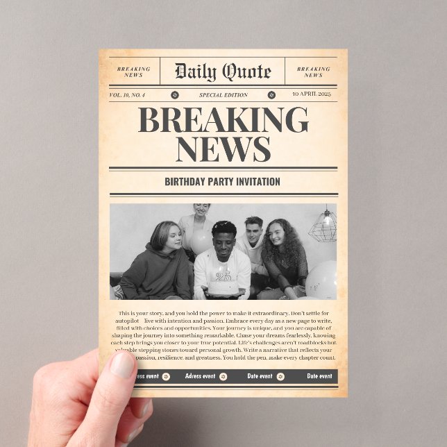 Zeitungs einladungen Titelseite Nachrichten (Insitu (Handheld))