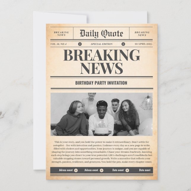 Zeitungs einladungen Titelseite Nachrichten (Vorderseite)