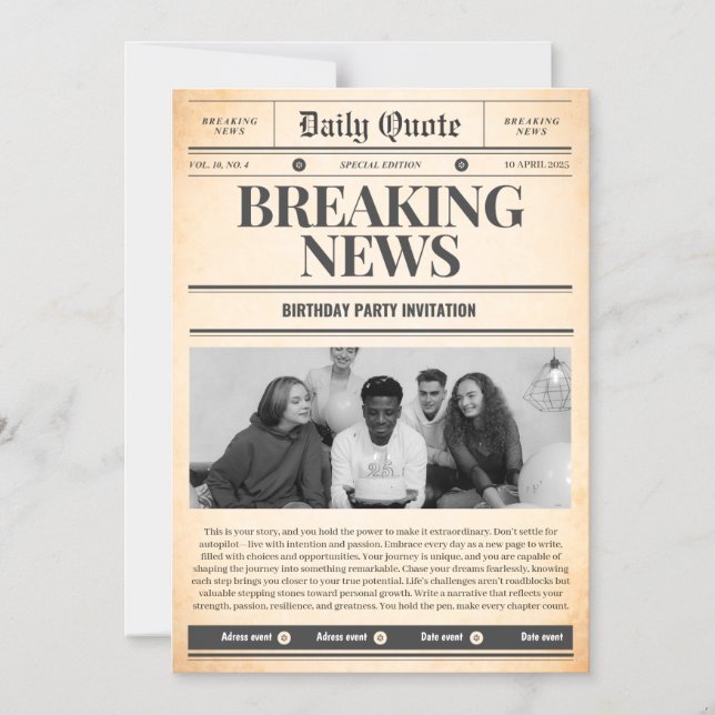 Zeitungs einladungen Titelseite Nachrichten (Vorderseite)