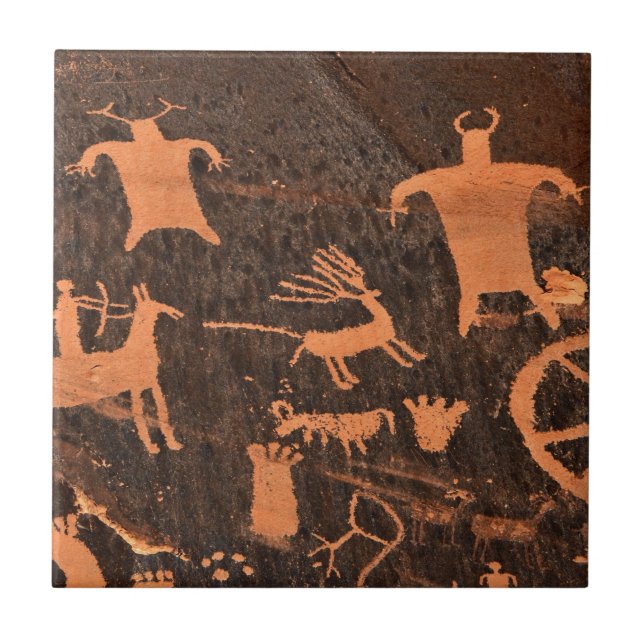 Zeitungs-Felsen-Petroglyphe-Platte - Utah Fliese (Vorderseite)