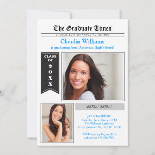 Zeitungs-Foto-Abschluss-Einladung Einladung