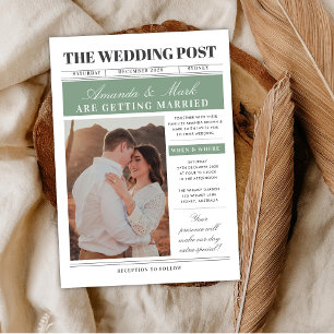 Zeitungs Hochzeit Einzigartig Lustig Schwarz und w Einladung