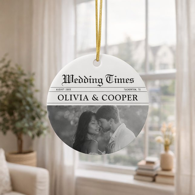 Zeitungs Hochzeit Keramik Ornament (Von Creator hochgeladen)