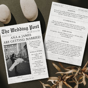 Zeitungs-Hochzeitseinladung Details Foto Einladung