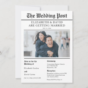Zeitungs-Hochzeitsfoto Einladung