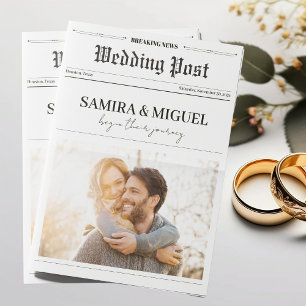 Zeitungs-Hochzeitsprogramm Zeitstrahl Foto-Trivia Karte