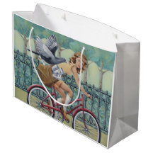 Zeitungs-Mädchen-u. Fahrrad-Geschenk-Tasche