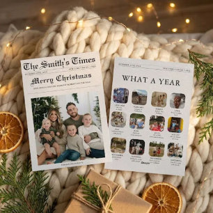 Zeitungs-Weihnachts-Newsletter Jahresrückblick Hol Feiertagskarte