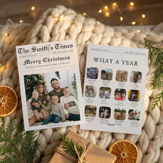 Zeitungs-Weihnachts-Newsletter Jahresrückblick Hol Feiertagskarte