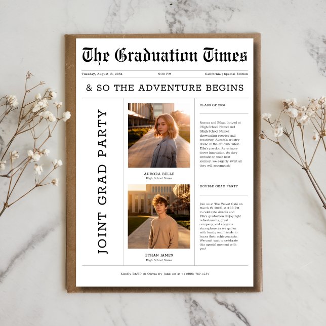 Zeitungsabenteuer Begins Joint Grad Party Foto Einladung (Von Creator hochgeladen)