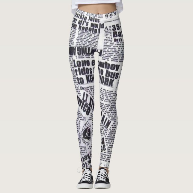 Zeitungsartikel-DruckLeggings Leggings (Vorderseite)