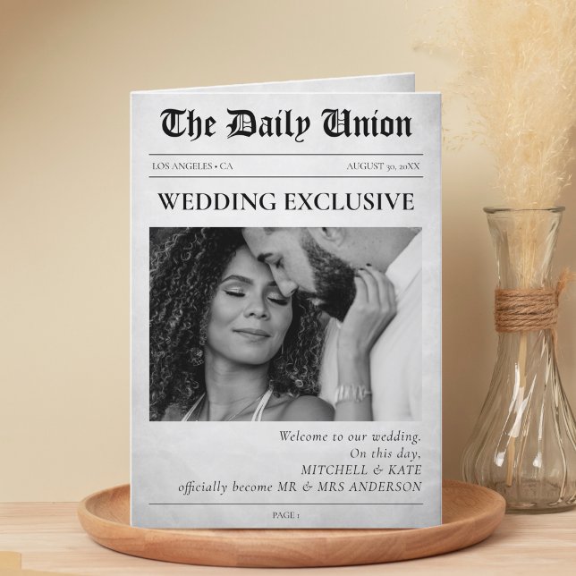 Zeitungsartikel gefaltetes Hochzeitsprogramm Programm (Newspaper Article Folded Wedding Program
)