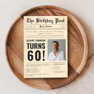 Zeitungscover zum 60. Geburtstag mit individuellem Einladung