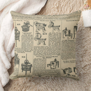 Zeitungsdesign im Vintage-Stil Kissen