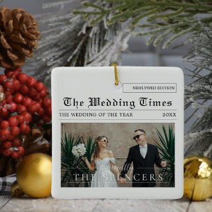 Zeitungsdesign Newlyweds Foto Keramikornament