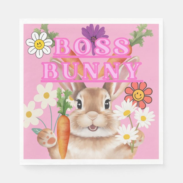 Zeitungsessen Napkin, Boss Bunny Serviette (Vorderseite)