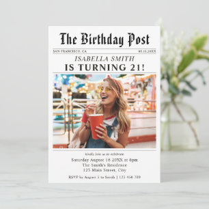 Zeitungsfoto 21. Geburtstag Einladung