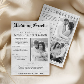 Zeitungsfoto Elegante All-in-One-Hochzeit Einladung
