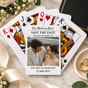 Zeitungsfoto Save the Date Hochzeit Spielkarten