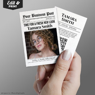 Zeitungsgeschäftskarte, Hairstylisten-Spezialist Telefonnummerkarte