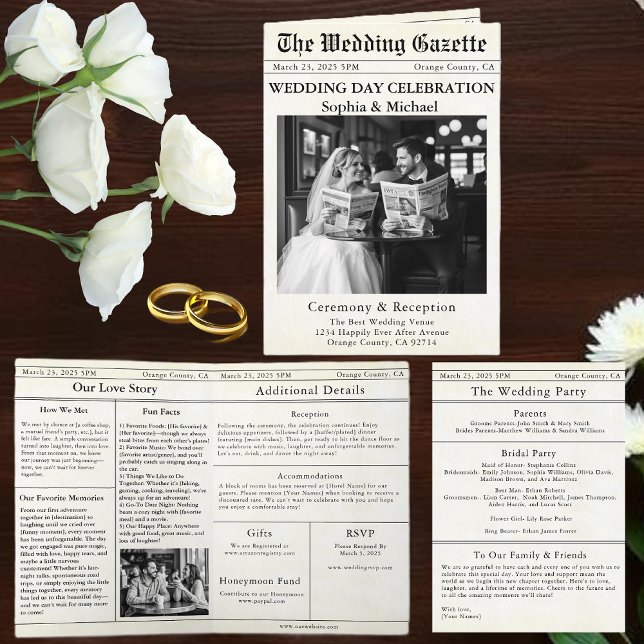 Zeitungshochzeit Einladung (Newspaper Wedding Invitation)
