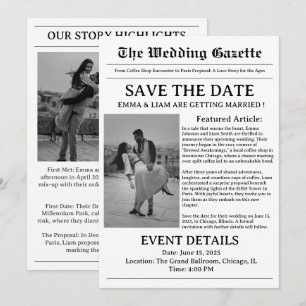 Zeitungshochzeit rettet das Datum Save The Date
